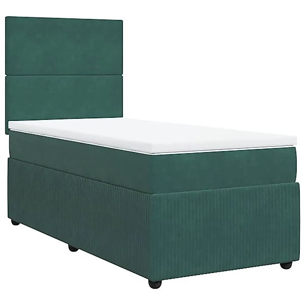 vidaXL Boxspringbett mit Matratze Dunkelgrün 100x200 cm Samt 3294559 günstig online kaufen