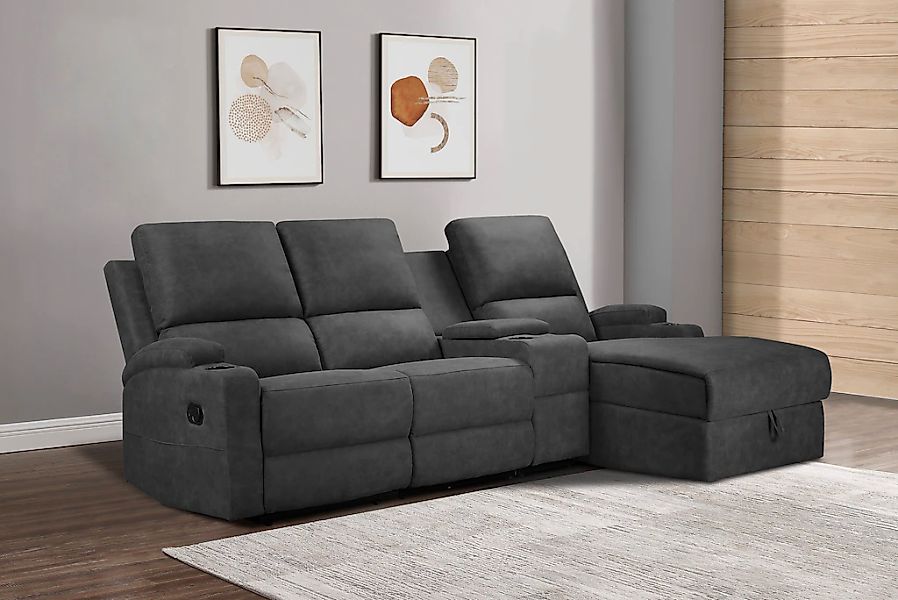 Home affaire Ecksofa "NAPORI Multimediasofa, 3er Kinosessel XXL, L-Form, 3 günstig online kaufen