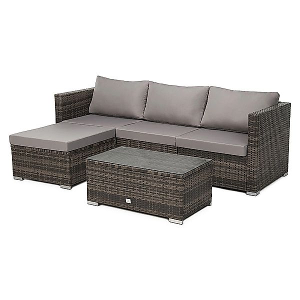Svita Queens Polyrattan Lounge Rattan Sofa Set in Braun inkl. Abdeckhaube günstig online kaufen