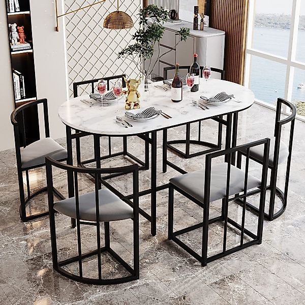 Fanttik Essgruppe Moderne Esstisch,Esszimmertisch und Stuhlset,Esszimmer-Se günstig online kaufen