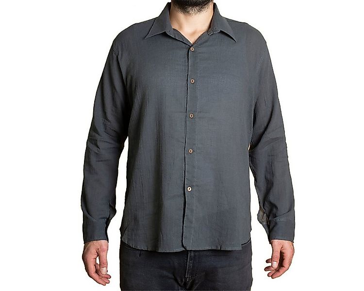 PANASIAM Langarmhemd Unisex Sommerhemd mit Kragen aus weicher reiner Baumwo günstig online kaufen