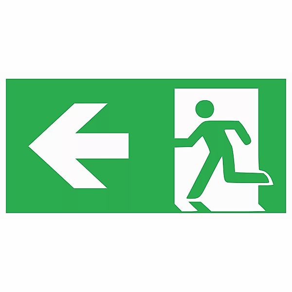 Warn- und Hinweissschild Notausgang Links 30 cm x 15 cm Nachleucht. PST günstig online kaufen