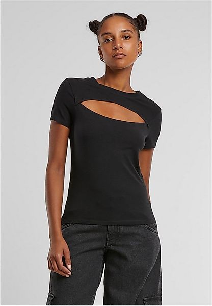 URBAN CLASSICS Rundhalsshirt Damen Short Cut Out T-shirt günstig online kaufen