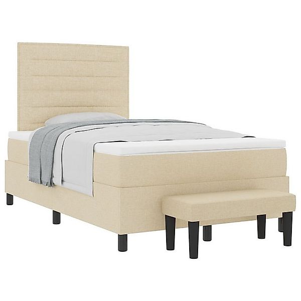 vidaXL Bett Boxspringbett mit Matratze & Bank Creme 120x200 cm Stoff (2-tlg günstig online kaufen