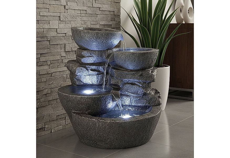 Arnusa Gartenbrunnen großer LED Springbrunnen Wasserfall 50 cm Zimmerbrunne günstig online kaufen