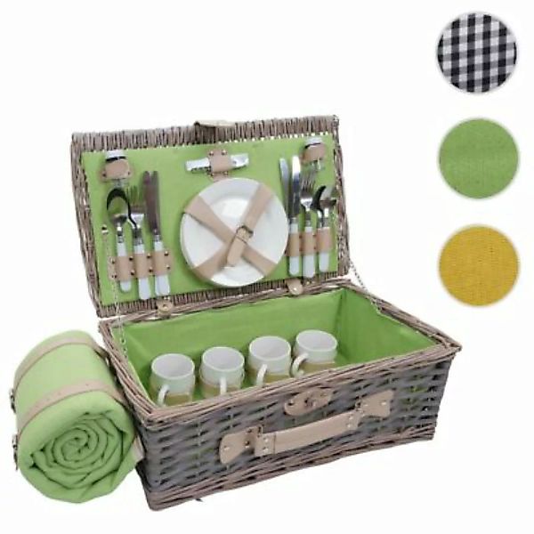 HWC Mendler Picknickkorb-Set 4 Personen grau/grün  Kinder günstig online kaufen