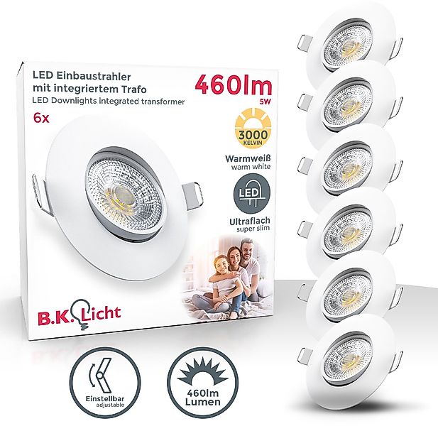 B.K.Licht LED Einbaustrahler 6er SET Einbauspots günstig online kaufen