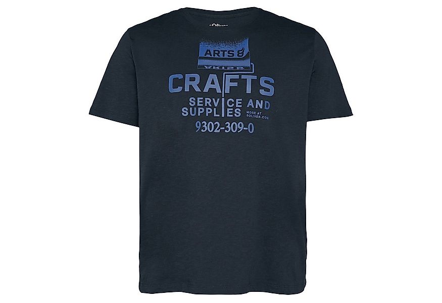 s.Oliver Rundhalsshirt s.Oliver T-Shirt navy Übergrößen Print Arts&Crafts günstig online kaufen