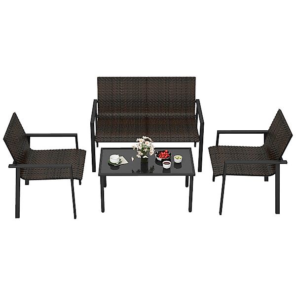 COSTWAY Gartenlounge-Set, (4-tlg), Balkonset PE Rattan, günstig online kaufen