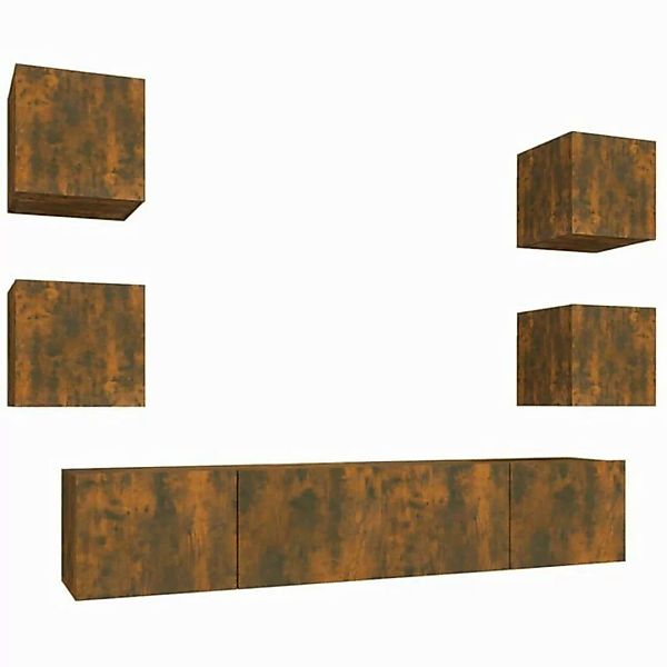 furnicato TV-Schrank 6-tlg. TV-Schrank-Set Räuchereiche Holzwerkstoff (1-St günstig online kaufen