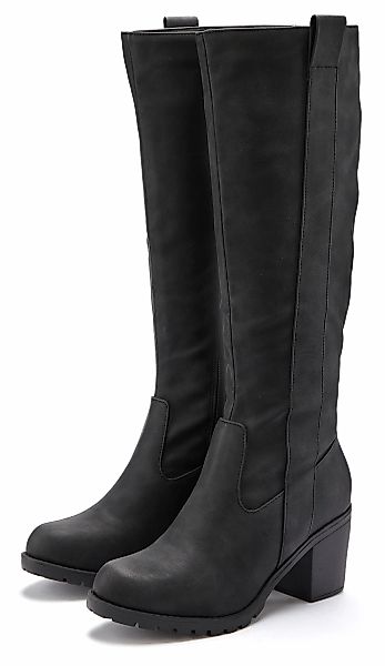 LASCANA Weitschaftstiefel Stiefel, Stiefelette, langer Stiefel, Blockabsatz günstig online kaufen