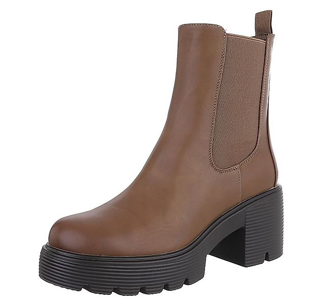 Ital-Design Modische Chelsea-Boots mit Blockabsatz für Damen Plateaustiefel günstig online kaufen