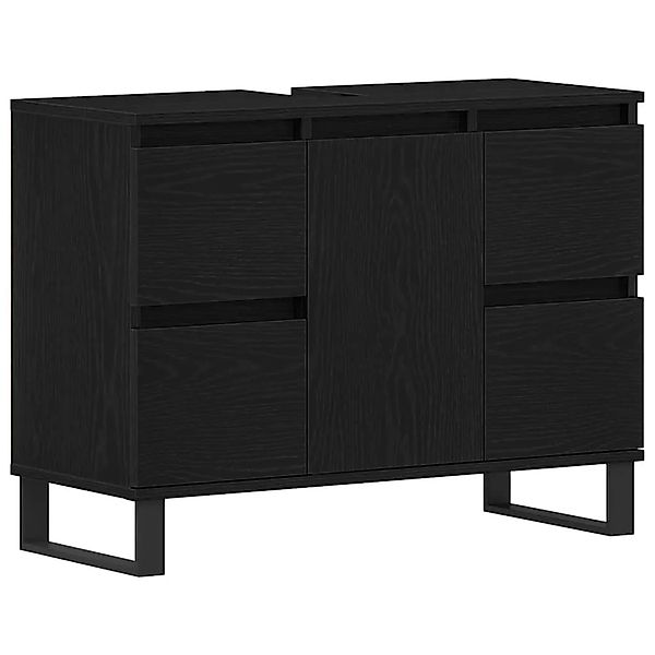 vidaXL Badezimmerschrank mit Tür Schwarz Eichen-Optik 80 x 33 x 60 cm 86289 günstig online kaufen