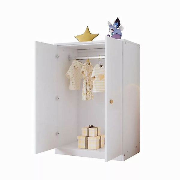 OKWISH Kinderbett Kinderkleiderschrank mit Stange (Kompakter Kleiderschrank günstig online kaufen