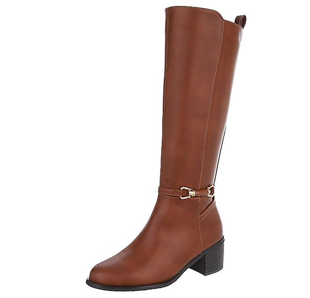 Ital-Design Elegante Damen-Stiefel mit Riemen und bequemem Absatz Stiefel ( günstig online kaufen