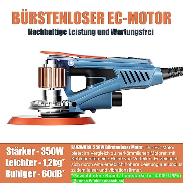Fanzwork Exzenterschleifer 350W bürstenloser EC-Motor mit günstig online kaufen