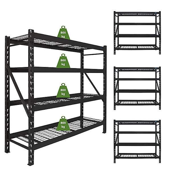 TRUTZHOLM 4x Schwerlastregal Enno 180x190x60 cm 3200 kg Stahl Stecksystem 4 günstig online kaufen