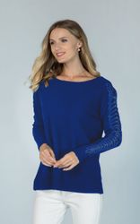 Passioni Strickpullover mit offenen gerippten Ärmeln günstig online kaufen