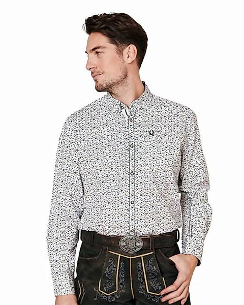 KRÜGER BUAM Trachtenhemd Trachtenhemd 'Leon' mit Muster 911767, Weiß Blau günstig online kaufen