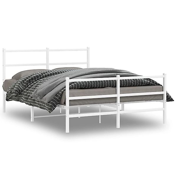 vidaXL Bettgestell mit Kopf- und Fußteil Metall Weiß 140x190 cm 355432 günstig online kaufen