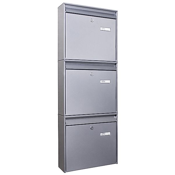 Burg-Wächter Briefkastenanlage 3 Parteien Silber 36x97x10cm Groß / Inkl Mon günstig online kaufen