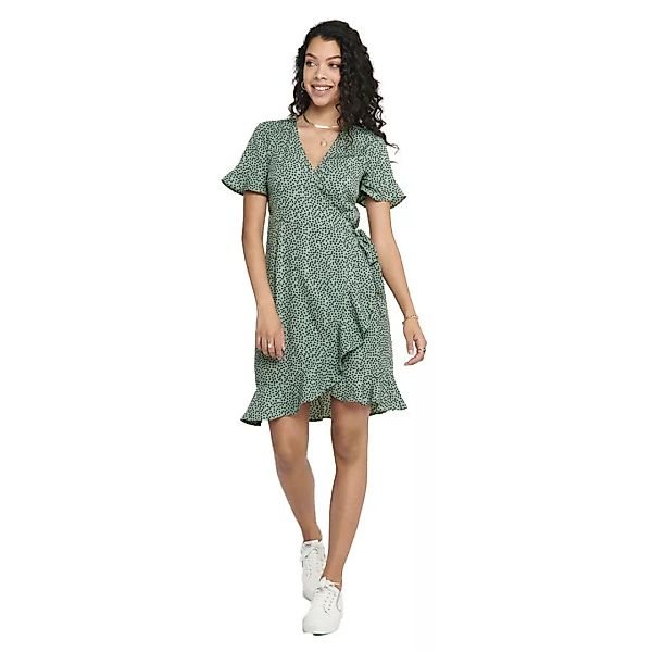Only Olivia Wrap Kurzes Kleid 36 Chinois Green / Aop Black Spot günstig online kaufen