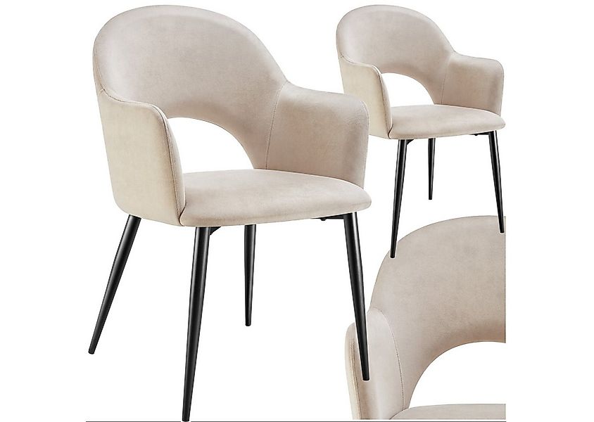 tectake Esszimmerstuhl Armlehnstuhl Sachel, Samtoptik, gepolstert, Belastba günstig online kaufen