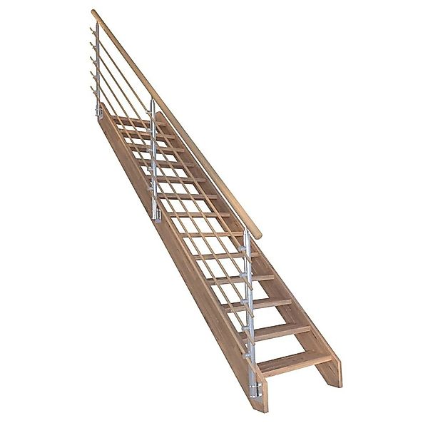 Treppe Mykonos Pro Eiche Gerade 80 cm Design-Geländer-Holzstäbe FSC® günstig online kaufen