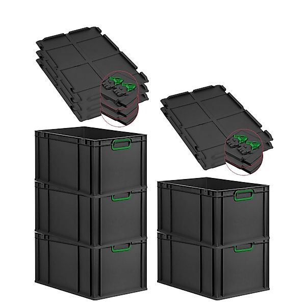 PROREGAL SuperSparSet 5x Eurobox Nextgen Color Mit Scharnierdeckel HxBxT 32 günstig online kaufen