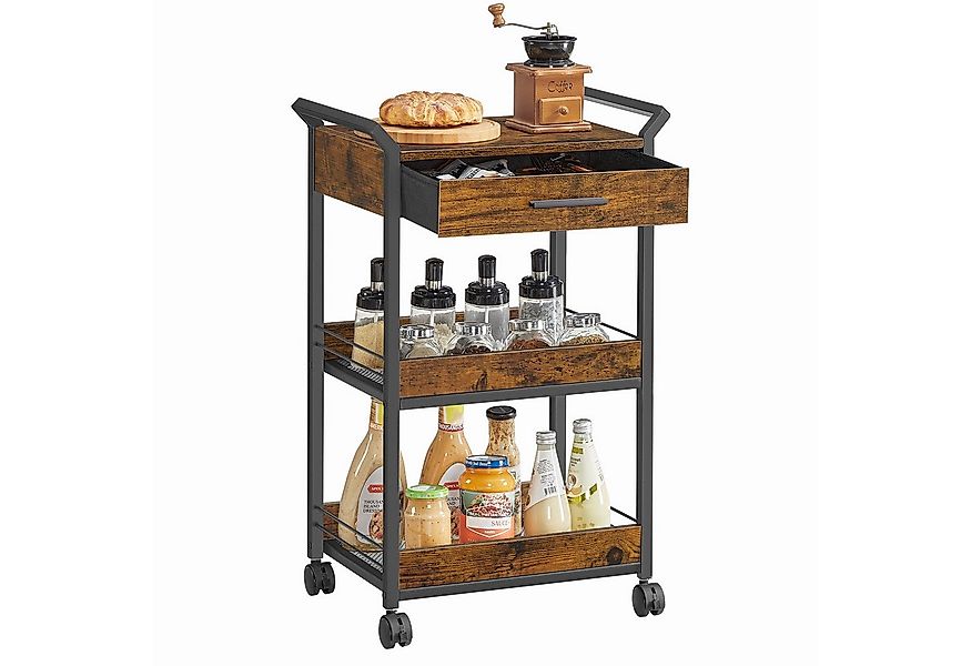 VASAGLE Servierwagen Küchenwagen, Rollwagen 3 Ebenen, Servierwagen mit Brem günstig online kaufen