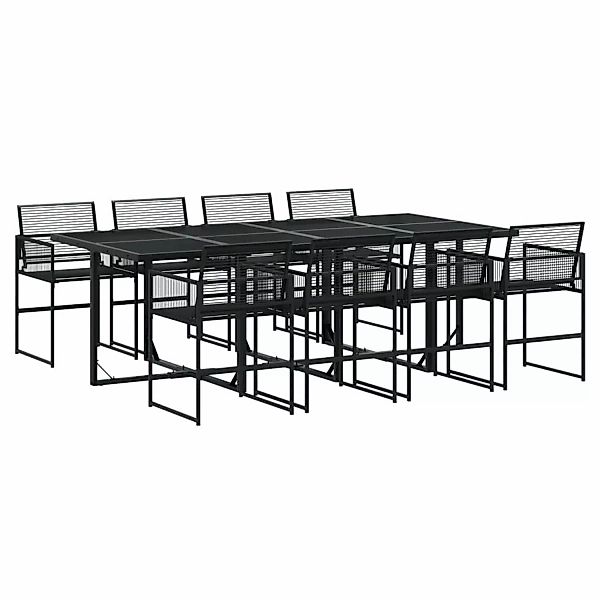 vidaXL 9-tlg Garten-Essgruppe Schwarz Poly Rattan Modell 6 günstig online kaufen