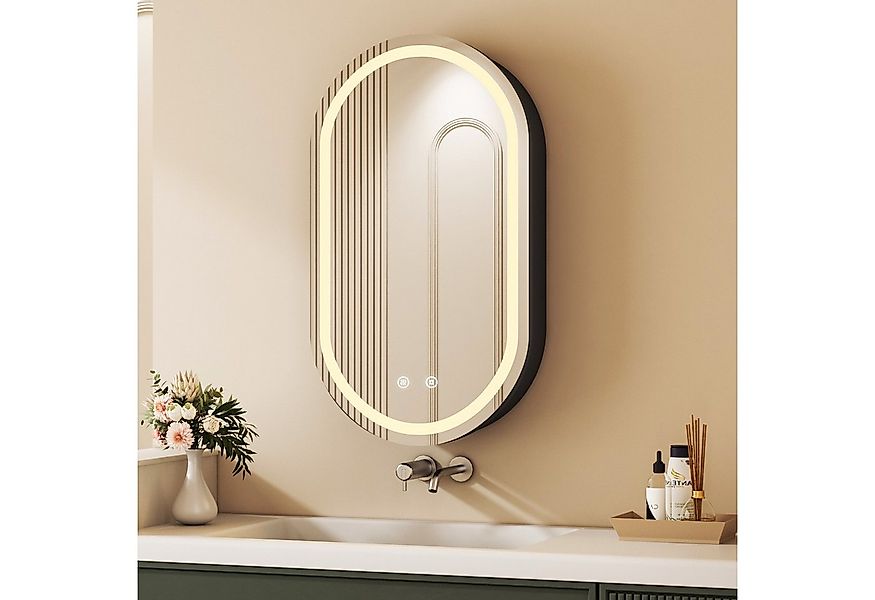WDWRITTI Spiegelschrank Bad mit Beleuchtung Oval LED Badezimmerspiegelschra günstig online kaufen
