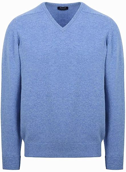 William Lockie V-Auschnitt Pullover Lammwolle Surf Mid Blue - Größe XL günstig online kaufen