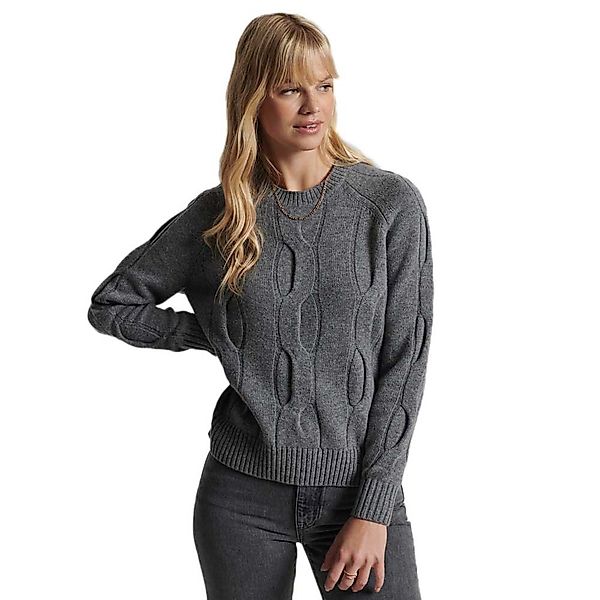 Superdry Studios Cable Knit Pullover S Mid Grey Marl günstig online kaufen
