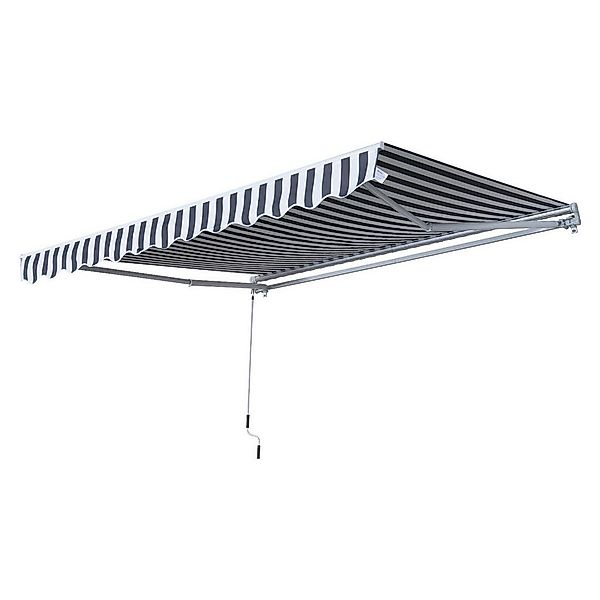 Outsunny Gelenkarmmarkise mit Handkurbel 3,5x2,5m Grau Weiß Sonnenschutz au günstig online kaufen