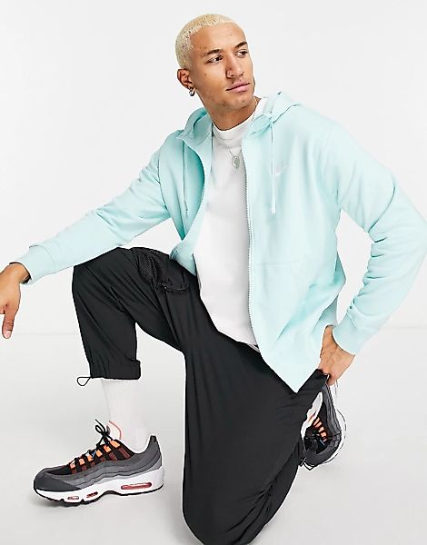 Nike – Club – Kapuzenjacke in Schwarz mit Reißverschluss-Blau günstig online kaufen