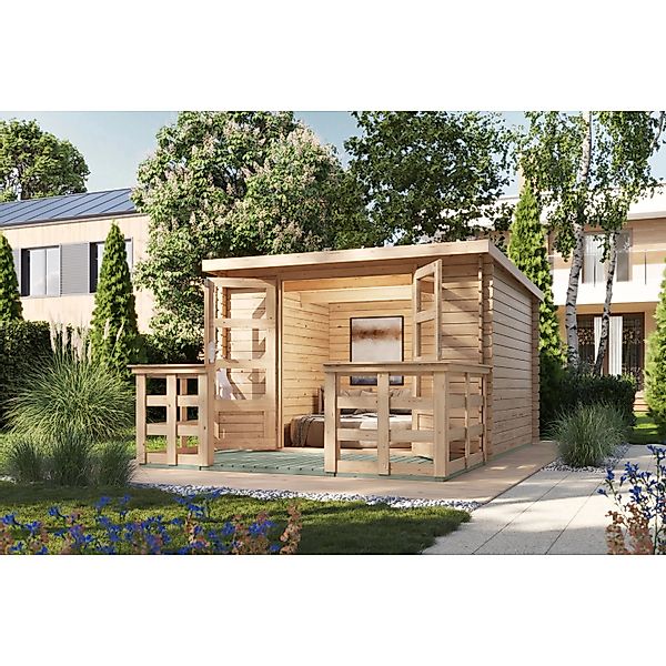 Karibu Gartenhaus Dortmund Set mit Terrasse günstig online kaufen