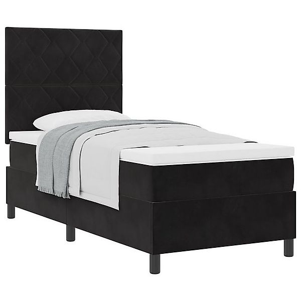 vidaXL Bett Boxspringbett mit Matratze Schwarz 90x200 cm Samt (1-tlg) günstig online kaufen
