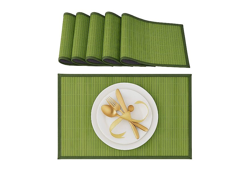relaxdays Platzset Tischset 6er Set Bambus, (6 Tischmatten), grün günstig online kaufen