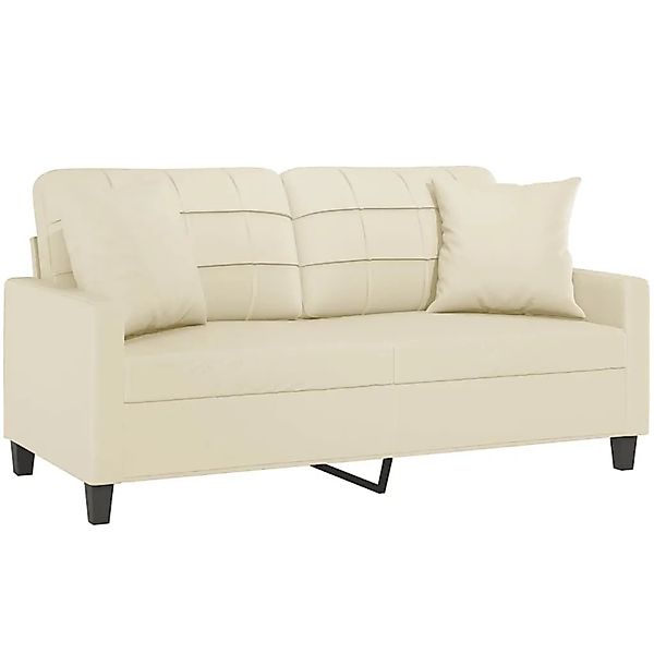 vidaXL 2-Sitzer-Sofa mit Zierkissen Creme 140 cm Kunstleder 3200804 günstig online kaufen