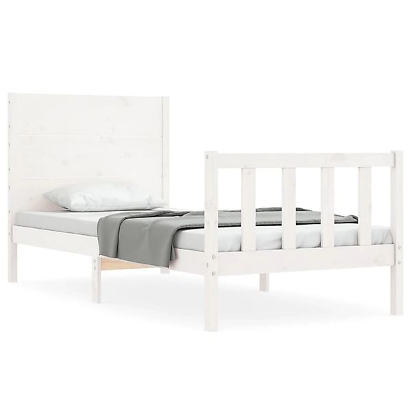 vidaXL Massivholzbett mit Kopfteil Weiß 100x200 cm1930038 günstig online kaufen