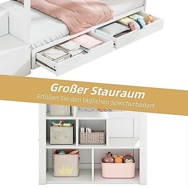 i@home Etagenbett Kinder-Etagenbett 90x200 cm mit Treppenschrank und Sofa, günstig online kaufen