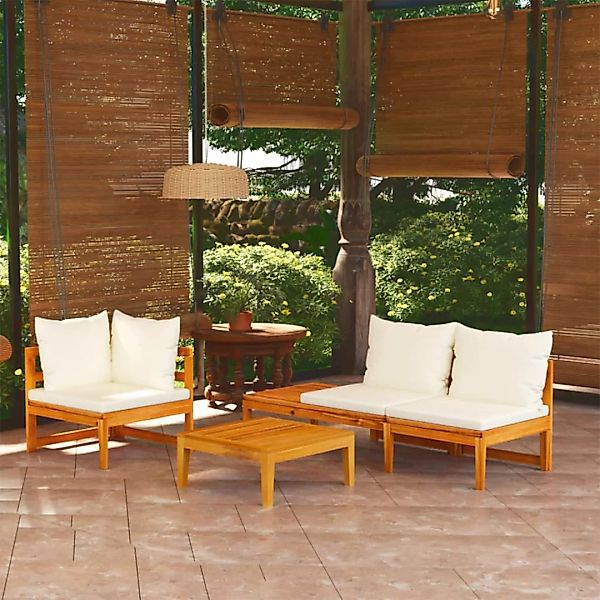 vidaXL Gartenlounge-Set 3-tlg. Garten-Lounge-Set mit Cremeweißen günstig online kaufen