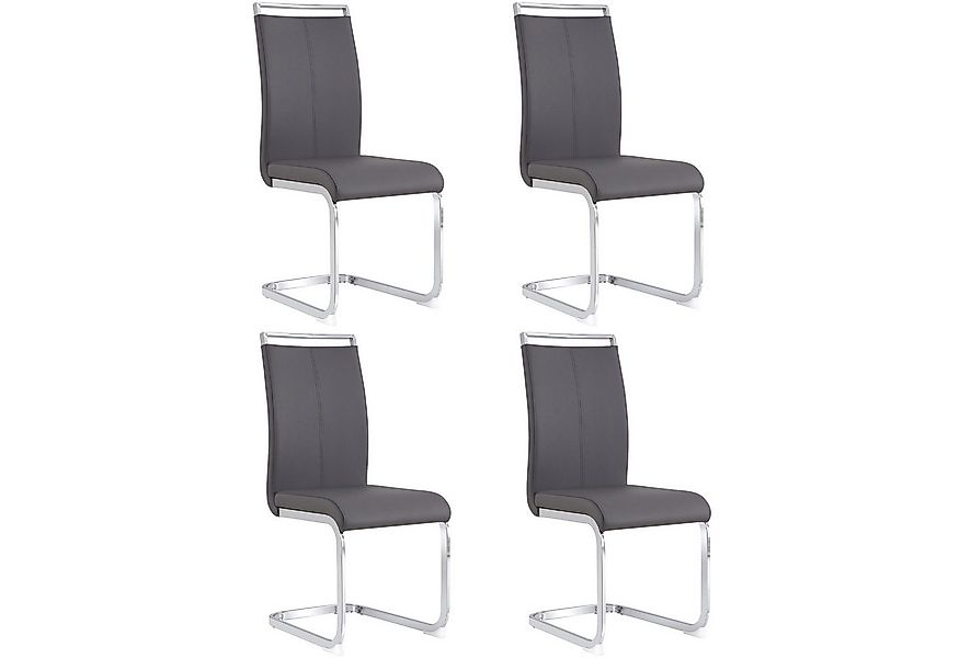 Flieks Freischwinger (4 St), 4er Set Esszimmerstuhl Kunstleder Polsterstuhl günstig online kaufen