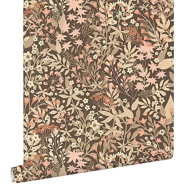 ESTAhome Tapete Feldblumen Braun und Rosa 50 x 900 cm günstig online kaufen