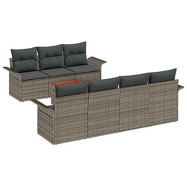 vidaXL Loungesofa 8-teiliges Garten Sofa Set mit Kissen Grau Poly Rattan, 8 günstig online kaufen