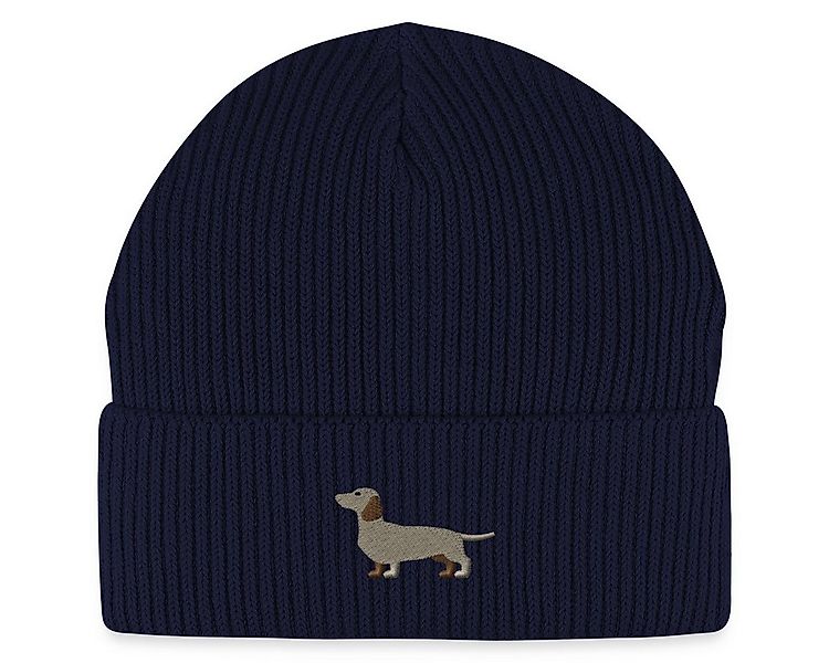 Spreadshirt Beanie Dackel Stickerei Fisherman Beanie Bio Mütze (1-St) günstig online kaufen