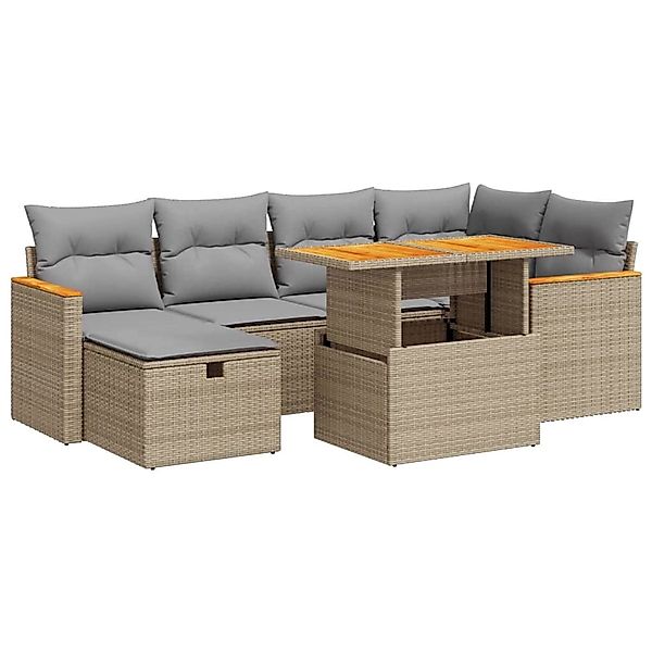 vidaXL 8-Tlg Garten-Sofagarnitur mit Kissen Beige Poly Rattan 3328116 günstig online kaufen
