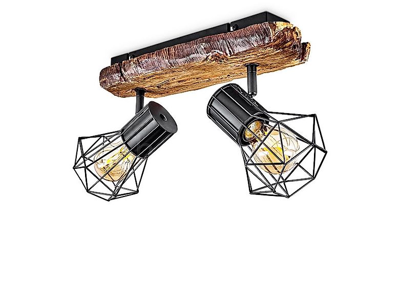 hofstein Deckenleuchte »Pomari« Deckenlampe aus Metall in Schwarz/Holzoptik günstig online kaufen