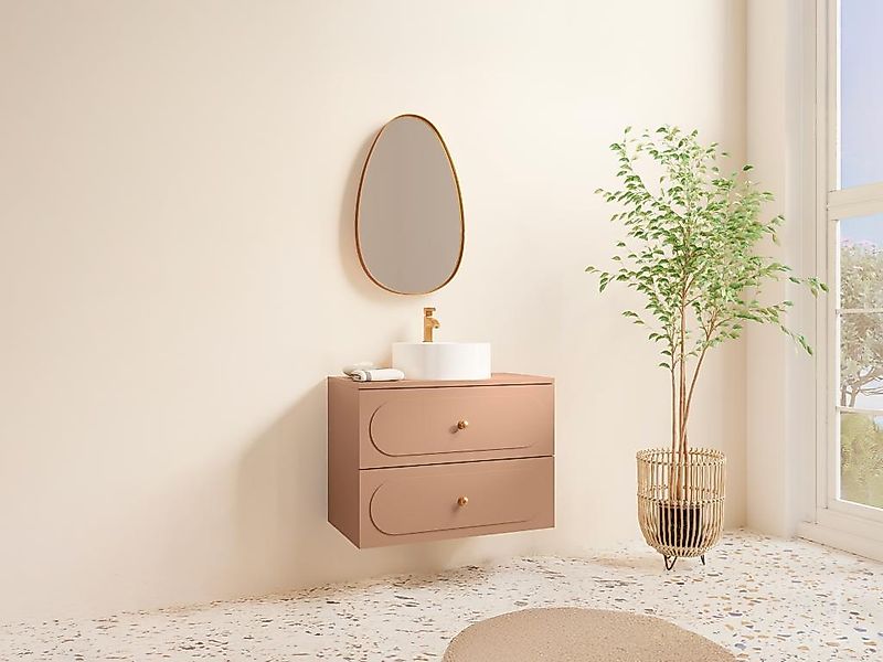 Badezimmermöbel hängend mit Aufsatzwaschbecken rund - Altrosa - 80 cm - SAT günstig online kaufen
